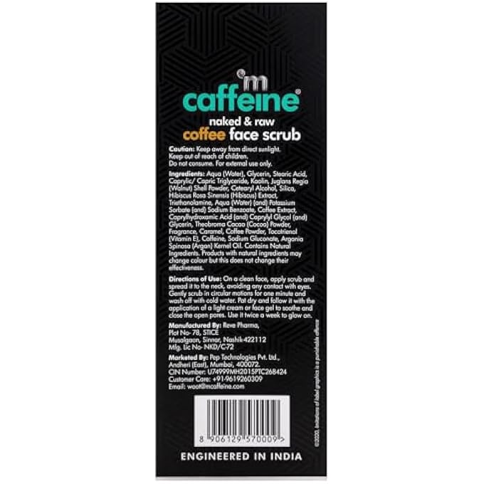 MCaffeine EXFOLIATING COFFEE FACE SCRUB FOR WOMEN & MEN WITH WALNUT & VITAMIN E | REMOVES TAN, BLACKHEADS AND DIRT FROM FACE & NECK FOR A SOFT & SMOOTH SKIN - 100% NATURAL & VEGAN 100GM - Image 3